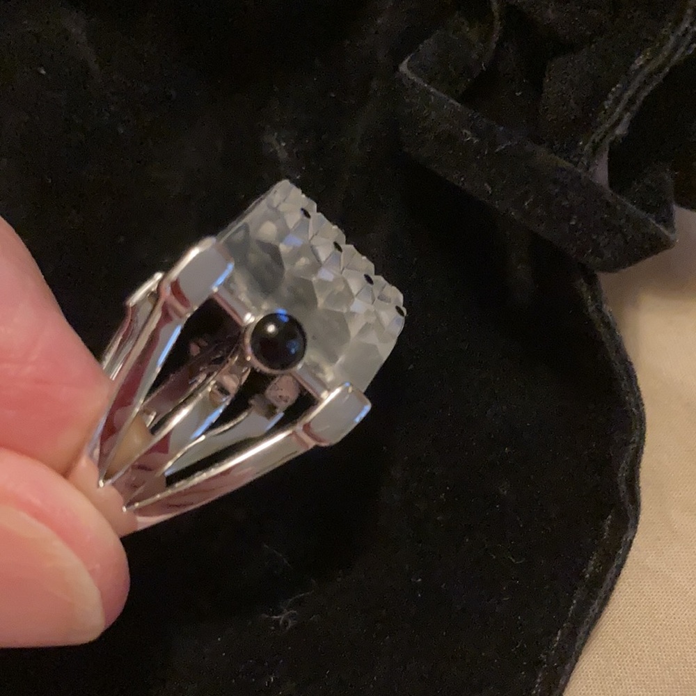 Lalique Silver Rectangular Cactus Ring Size 51 - image 5